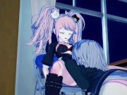 Junko Enoshima and Chiaki Nanami have lesbian sec in the library - Daganronpa Hentai 1/16