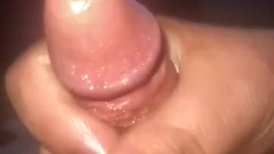 Stroking my cock with lube 