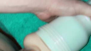 Muscular college guy and Eva fleshlight part 1