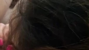 GORGEOUS TATTOOED BRUNETTE SUCKS COCK PASSIONATELY AND THEN GETS HER PUSSY SLAMMED