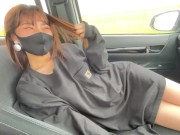 女子大生が彼シャツワンピースでノーパン買い物デート♡ホテルまで我慢できずにそのまま野外カーセックスで大量中出し♡RYO＆YUU♡素人カップル/パイパン/美少女/10代/野外露出/スタイル抜群/スマホ 15/16