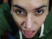 Quickie! Blowjob, open mouth mouthful, cumplay and swallow!