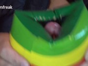 **NO MUSIC** Down Jacket Fetish Guy Fucks Water Wing on Bed of Inflatable Mattress. 11/16