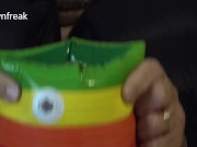 **NO MUSIC** Down Jacket Fetish Guy Fucks Water Wing on Bed of Inflatable Mattress. 14/16