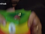 **NO MUSIC** Down Jacket Fetish Guy Fucks Water Wing on Bed of Inflatable Mattress. 15/16