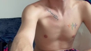 Horny slut twink boy jerking off to porn