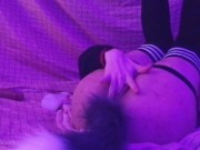 Goth soft cute girl Playing With Tail Butt anal Plug First Time fingering and dildo sex orgasm