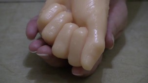 Fisting and hard fucking with a rubber hand, Mature housewife bbw milf with a hairy pussy.