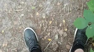 Wife's BFF Husband gives secret handjob in the woods