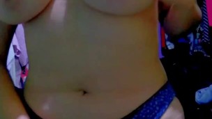 Play with me. I'm horny. tit tease. Just a little show off