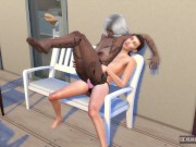 Two Beautiful Lesbians Fuck on the Terrace Bench for All to See - Sexual Hot Animations 12/16