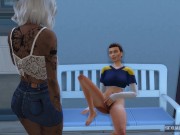 Two Beautiful Lesbians Fuck on the Terrace Bench for All to See - Sexual Hot Animations 2/16