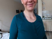 Living room blowjob with both cum in mouth and facial 1/16