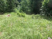 Outdoor blowjob with sunbathing girlfriend. Cum swallow. 1/16