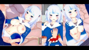 [Hentai Game Koikatsu! ] Faça sexo com Peitões Gawr Gura.Vídeo 3DCG Anime Erótico.