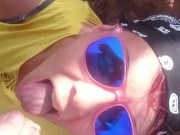 Outdoor mountain peak blowjob with cum in mouth 10/16