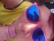 Outdoor mountain peak blowjob with cum in mouth 16/16