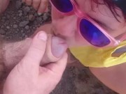 Outdoor mountain peak blowjob with cum in mouth 5/16