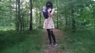 Teen sissy pissing in the forest naked