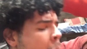 Latino monster cock gets sucked by roommate