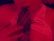 Horny School Girl Teases Her Pussy While She Waits For Daddy! 