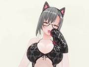 3D HENTAI Neko girl has a gorgeous orgasm and does AHEGAO