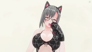 3D HENTAI Neko girl has a gorgeous orgasm and does AHEGAO