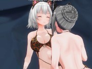 3D HENTAI YURI Neko girl stroking pussy with paws 6/16