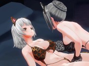 3D HENTAI YURI Neko girl stroking pussy with paws 8/16