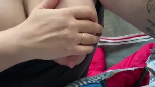 Milkymama gets cleaned up camping before expressing swollen milky tits