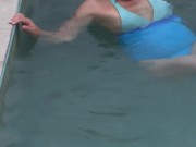 Video 1 of 3 - My hairy wife, Latin mother shows off on the beach, bikini, masturbation, fucks, cums
