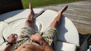 Tenga egg used public in sunbed collecting load of cum