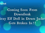 Guy Fucking Elf Sex Doll in Down Jacket on Sleepingbag. Tit Fuck. 1/16