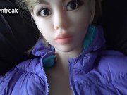 Guy Fucking Elf Sex Doll in Down Jacket on Sleepingbag. Tit Fuck. 2/16