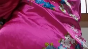 Japanese Crossdresser Mary takes off Her Satin Kimono Dress: the short ver. of ONLYFANS