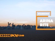 Arina Rite gets banged in the ass in POV wearing stockings and lingerie 1/16