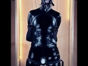 Latex doll in bondage gagged and blindfolded 10/16