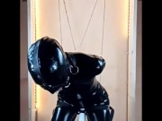 Latex doll in bondage gagged and blindfolded 14/16