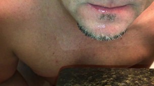 Eating my own cum - Super Close Up