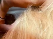 Horny housewife, Spanish Milf ,wearing a new vibrator, controlled by her husband, and Blowjob 12/16