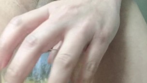 Solo Asian ladyboy wash her cock & pee 3 times in the glass