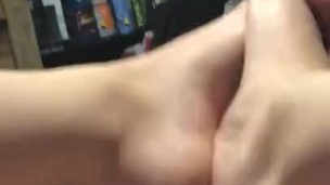Twink gives amazing foot job (only fans thustin69)