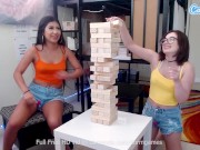 Dorm hotties play some jenga till they give in and just play with each other 4/16