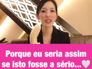 Sub-cama Português| Pôr este preservativo nesta banana pela minha boca♥ boquete e punheta japonesa 16/16