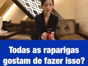 Sub-cama Português| Pôr este preservativo nesta banana pela minha boca♥ boquete e punheta japonesa 2/16