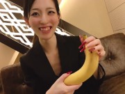 Sub-cama Português| Pôr este preservativo nesta banana pela minha boca♥ boquete e punheta japonesa 4/16
