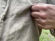 Nipplegasm in a forest