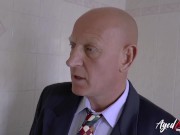 OLD NANNY Stretching her hairy pussy with fingers and dildo 12/16