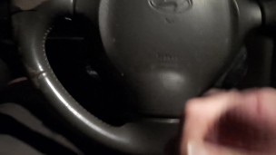 Stroking my cock in the car tell I cum