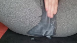 HUGE creampie in leggings before messy masturbation